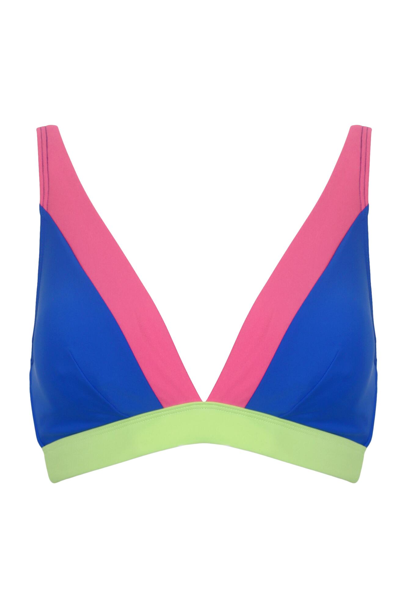 Pour Moi Palm Springs Colour Block Non-Wired Top - Ultramarine/Pink/Citrus