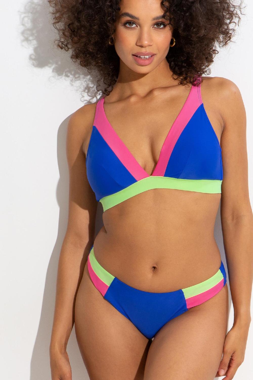 Pour Moi Palm Springs Colour Block Tab Brief - Ultramarine/Pink/Citrus