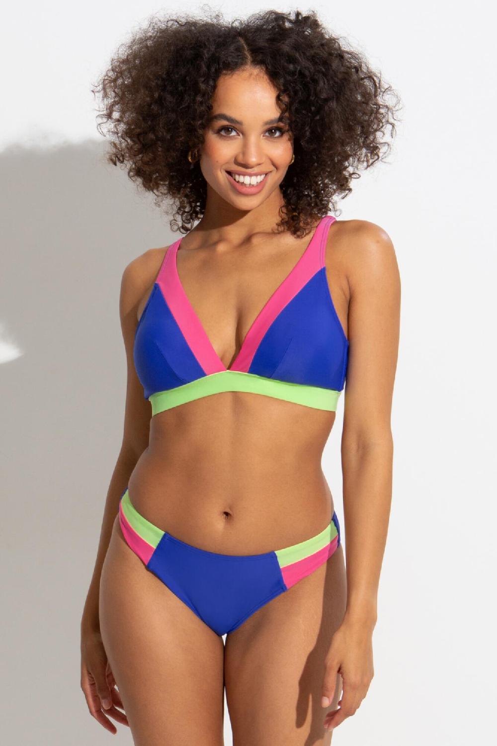 pour moi Palm Springs Colour Block Tab Brief - Ultramarine/Pink/Citrus