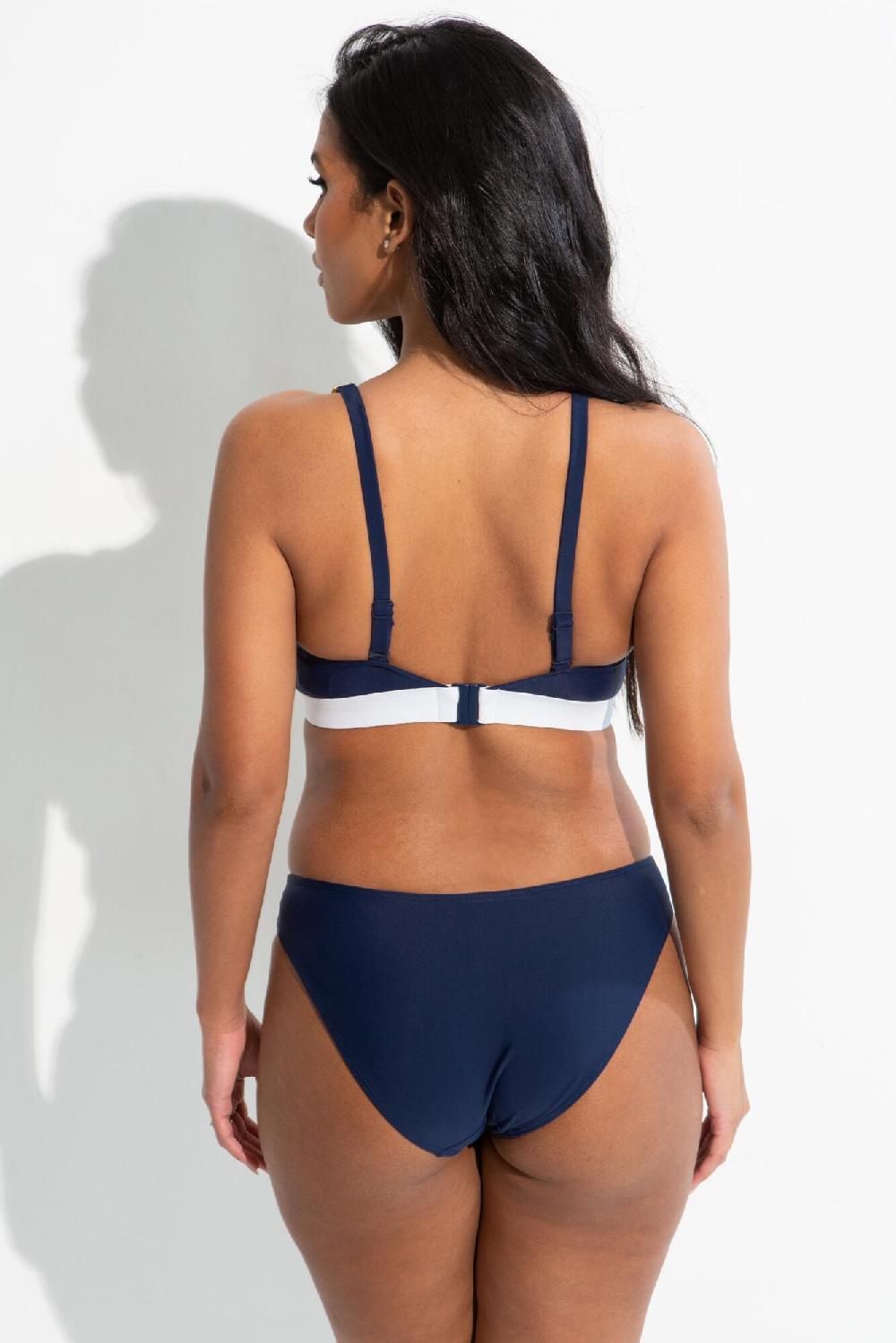 Pour Moi Palm Springs Colour Block Tab Brief - Yellow/Navy/White