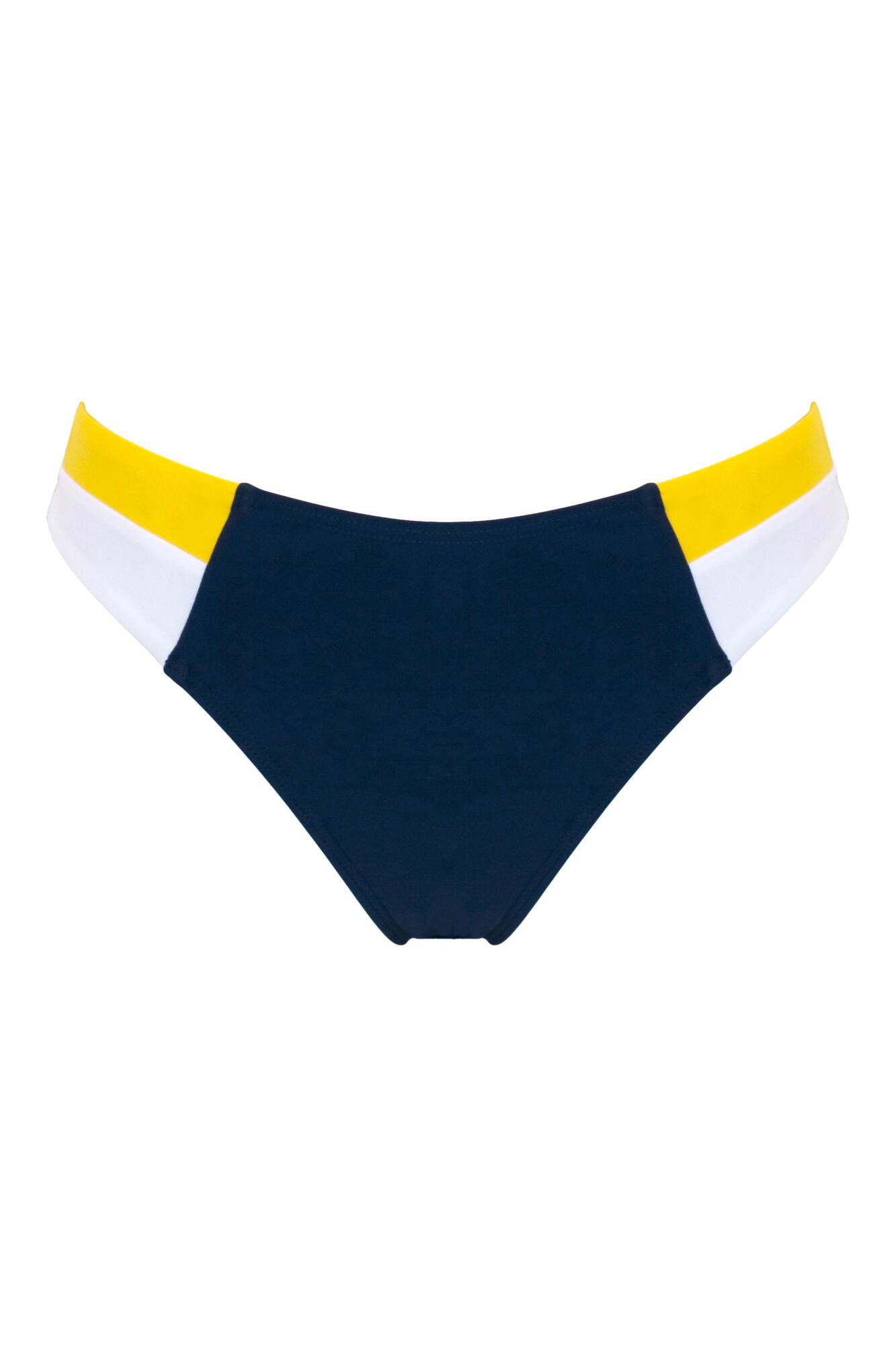 Pour Moi Palm Springs Colour Block Tab Brief - Yellow/Navy/White