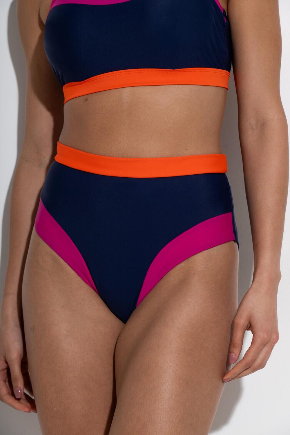 Pour Moi Palm Springs High Leg Tummy Control Brief - Navy/Pink