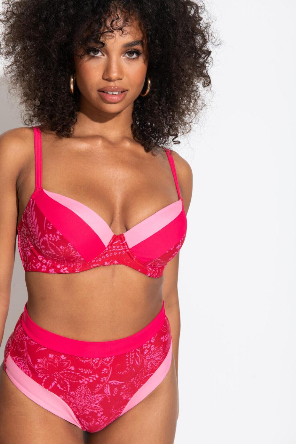 pour moi Palm Springs High Leg Tummy Control Brief - Red/Pink