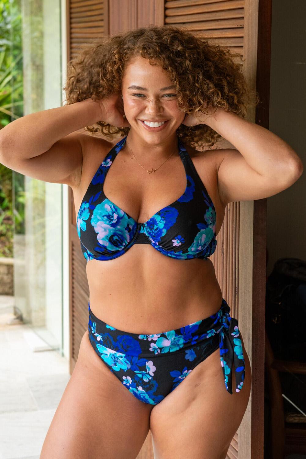 Pour Moi Portofino Tie Fold Over Brief - Black Floral