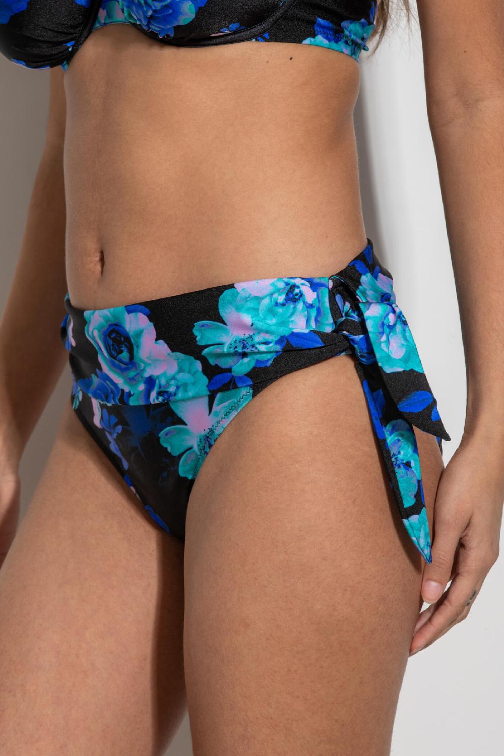 Pour Moi Portofino Tie Fold Over Brief - Black Floral