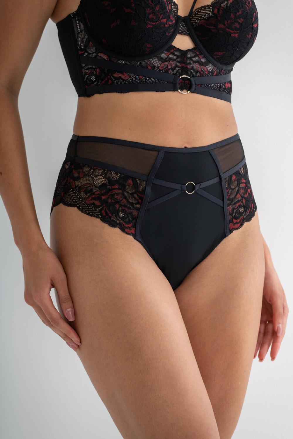 Pour Moi After Dark High Waist Brief - Black/Red