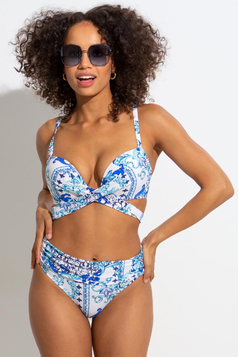 Pour Moi Amalfi Fold Over Brief - White/Blue
