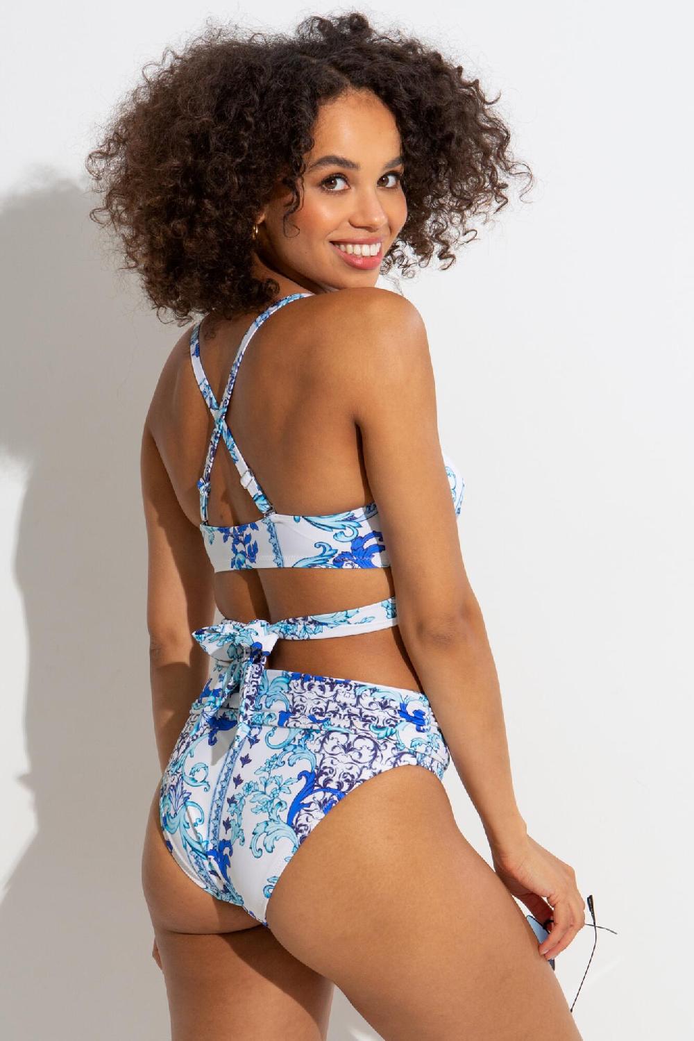 Pour Moi Amalfi Fold Over Brief - White/Blue