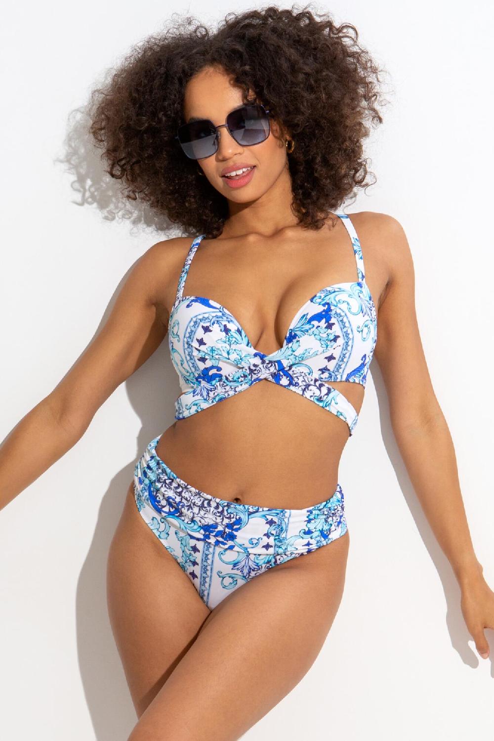 pour moi Amalfi Fold Over Brief - White/Blue