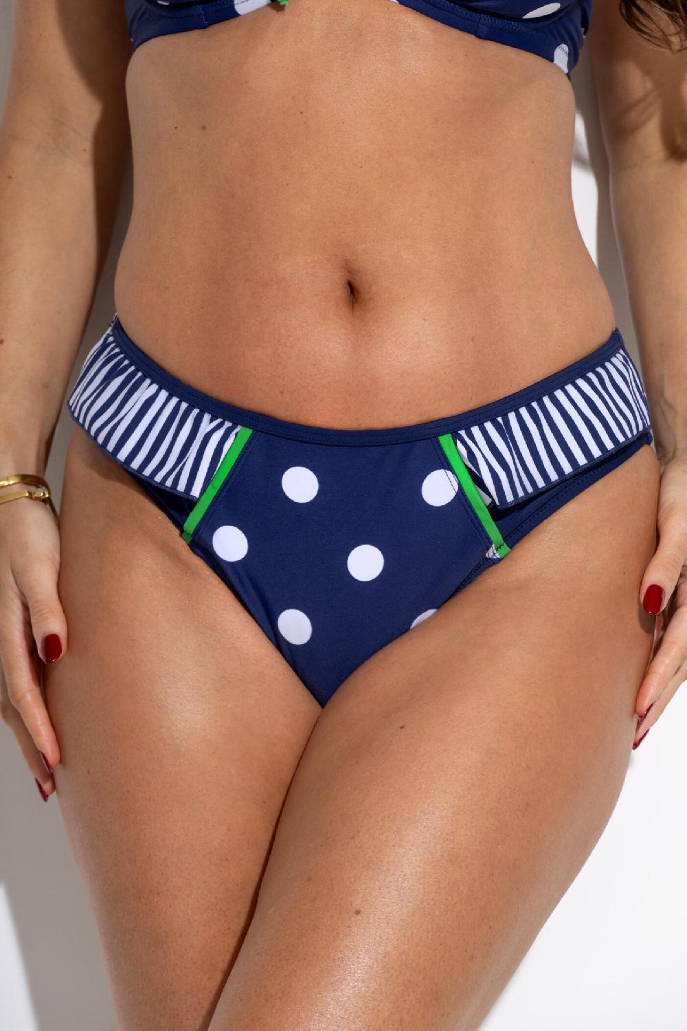 Pour Moi Beach House Frill Tab Brief - Navy/Green