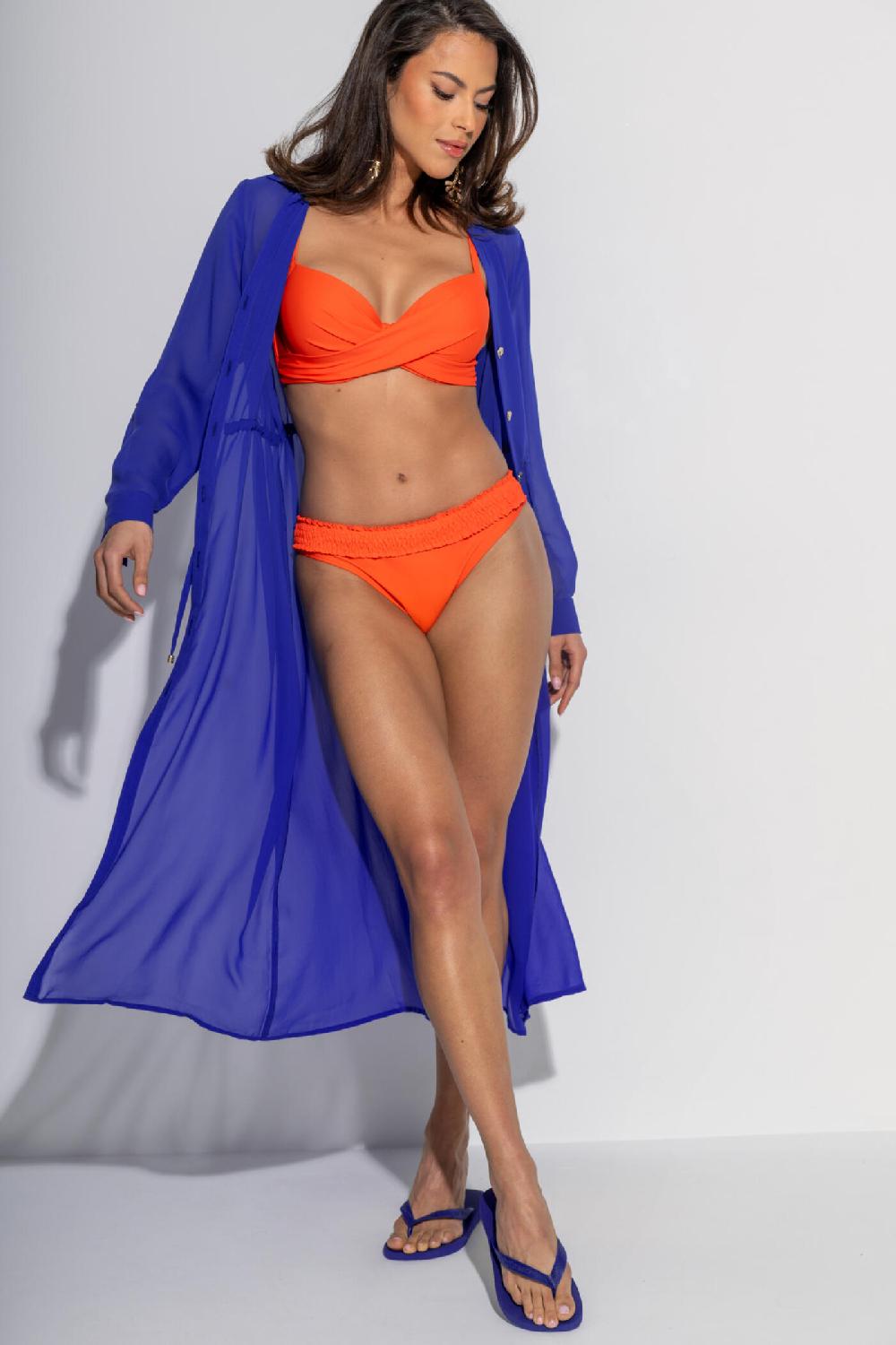 Pour Moi Chiffon Maxi Beach Shirt - Ultramarine