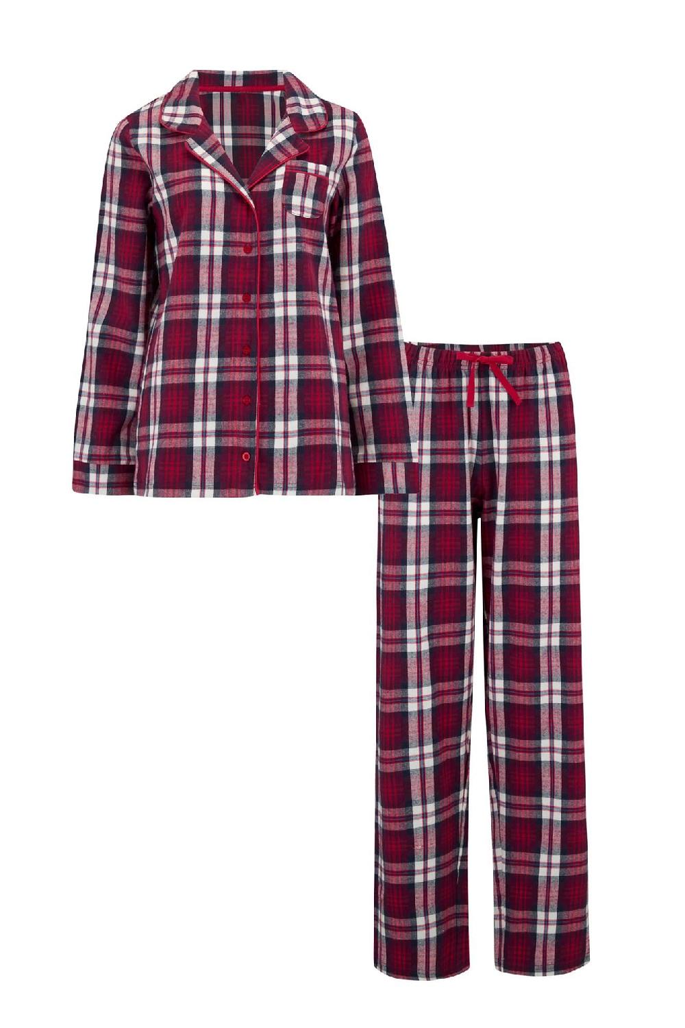 Pour Moi Cosy Check Pyjama Set - Navy/Red/White
