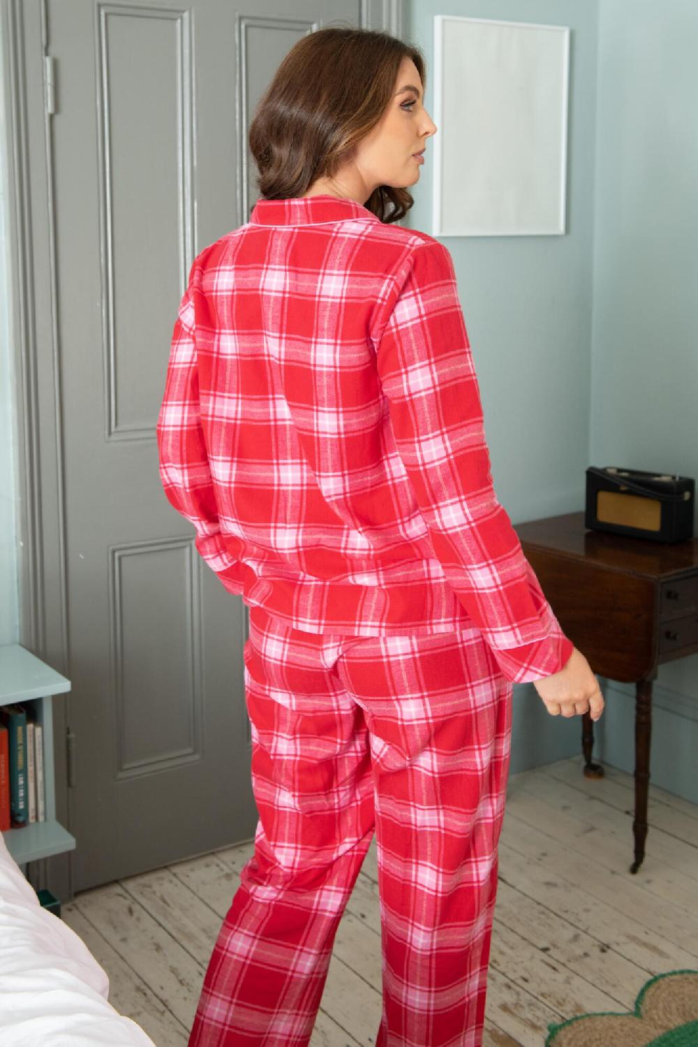 Pour Moi Cosy Check Pyjama Set - Red/Pink