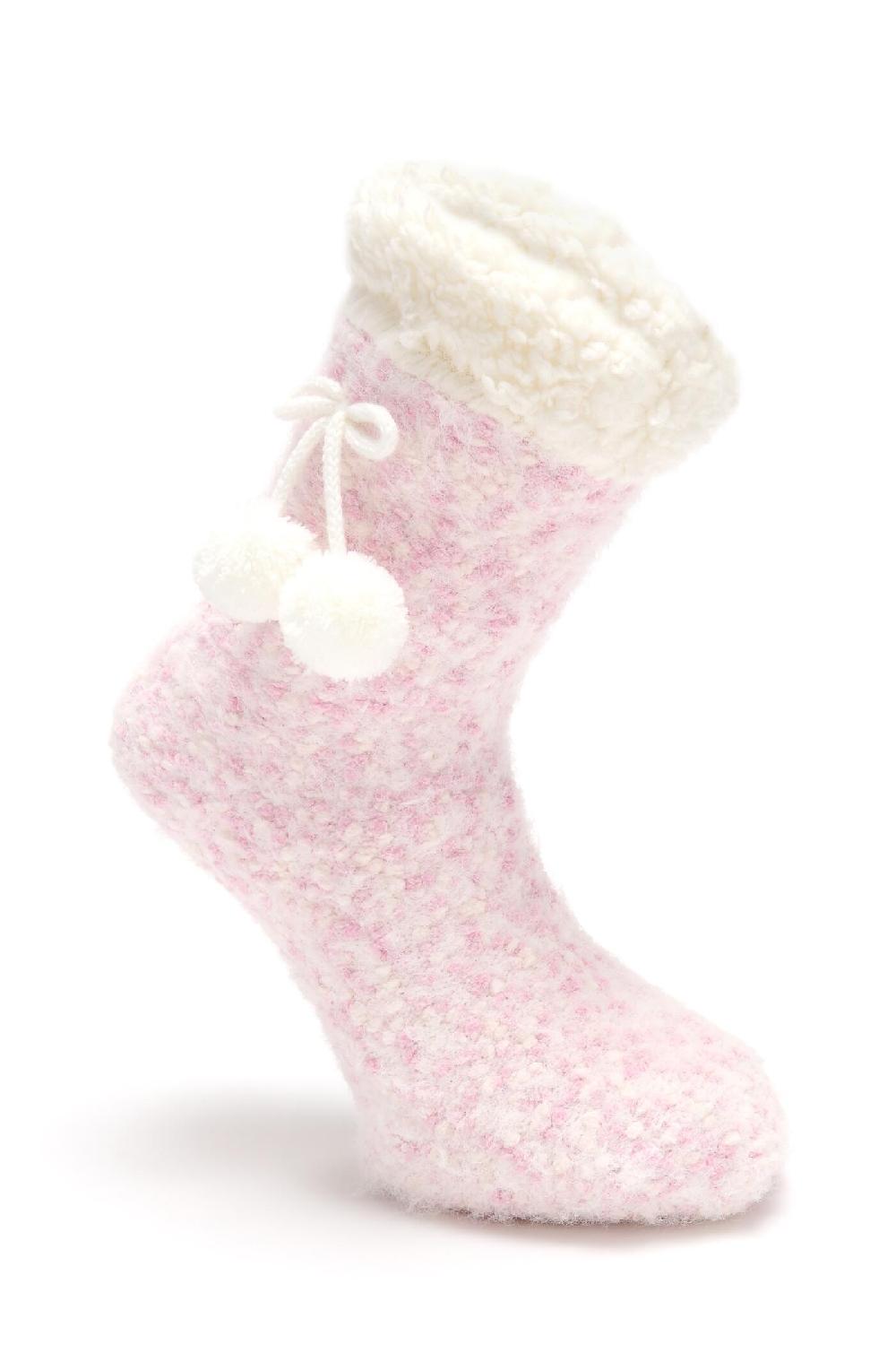 Pour Moi Cosy Knit Slipper Sock - Light Pink