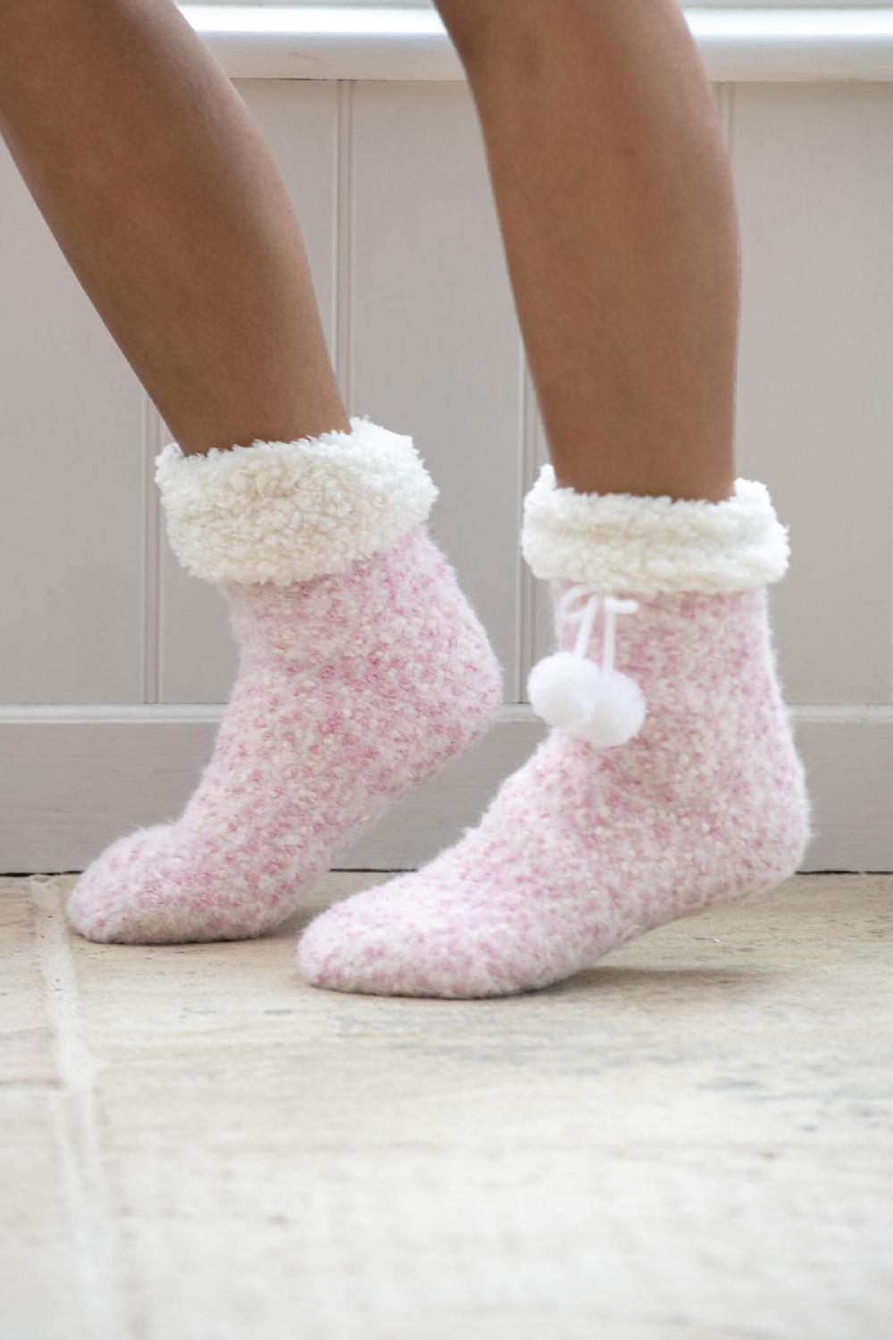 pour moi Cosy Knit Slipper Sock - Light Pink