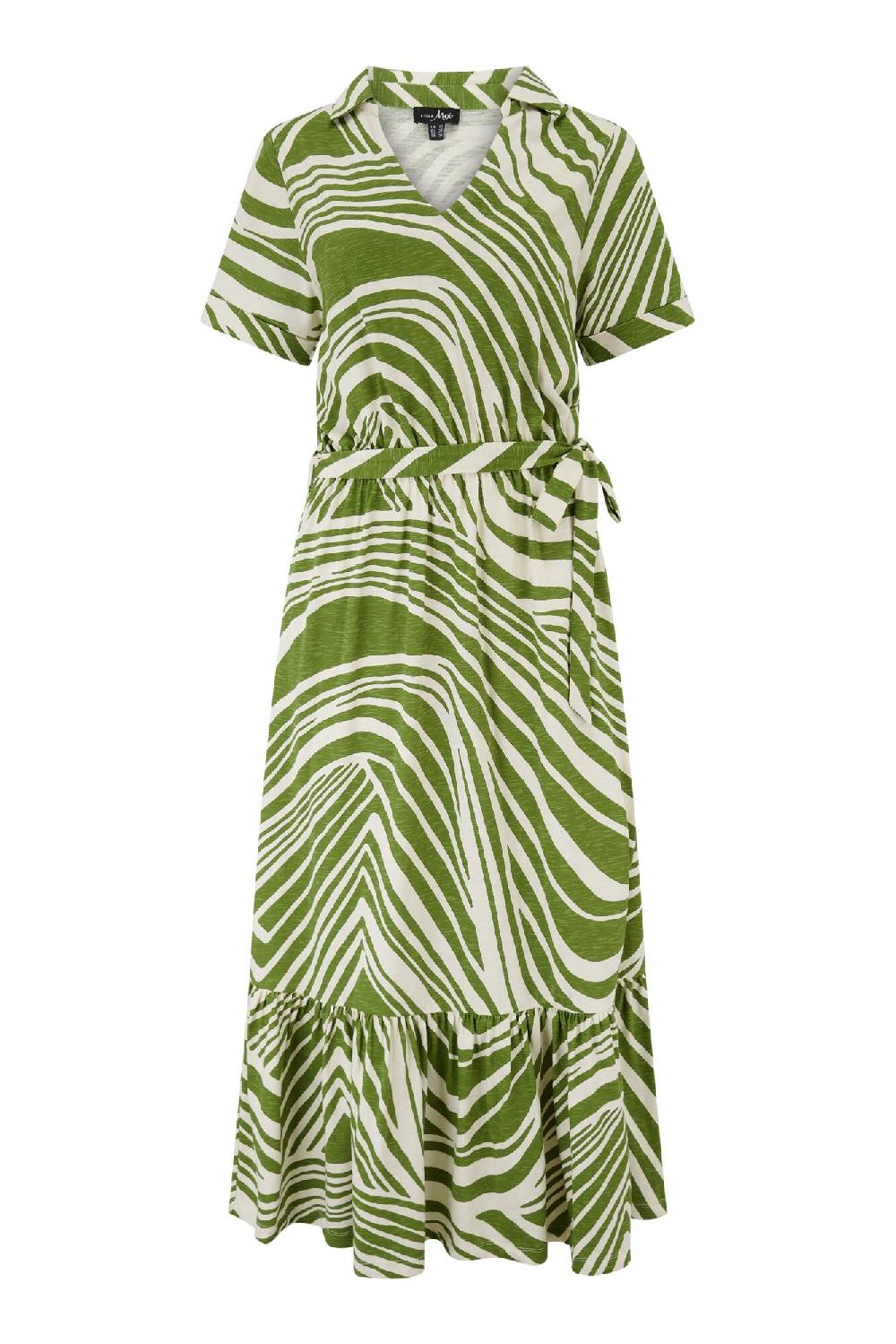 Pour Moi Cotton Slub Midi Shirt Dress - Khaki Stripe