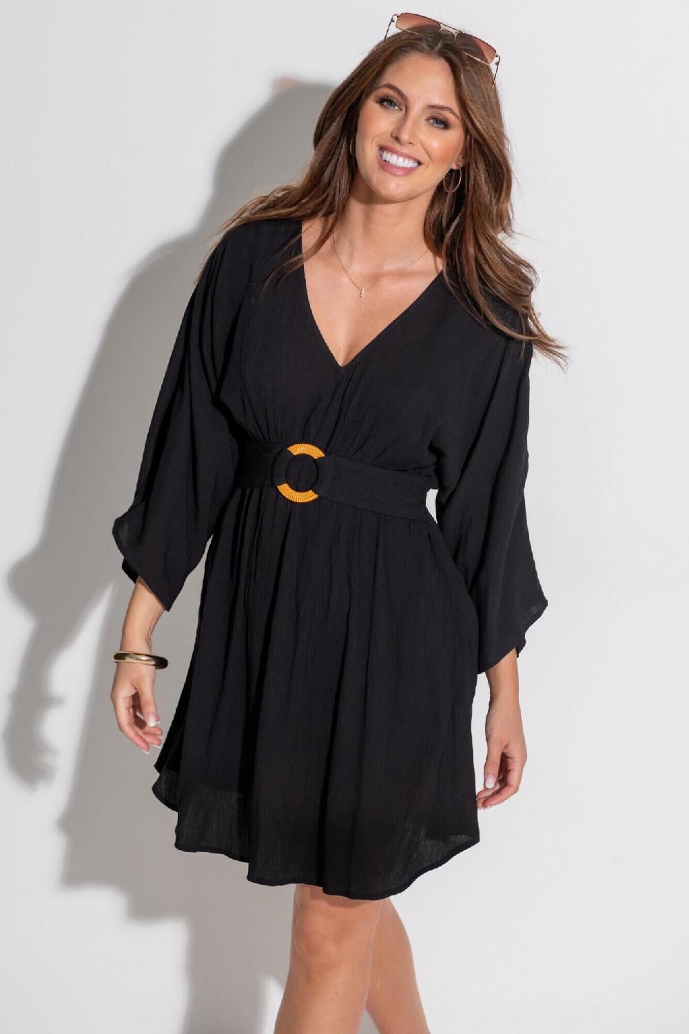 pour moi Crinkle O Ring Cover Up - Black