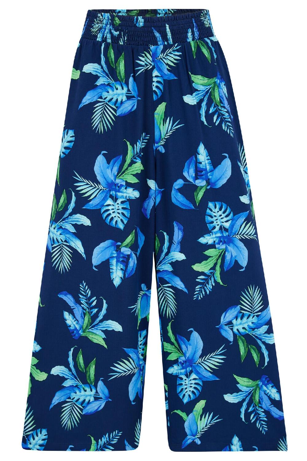 Pour Moi Cropped Beach Trouser - Navy Tropical