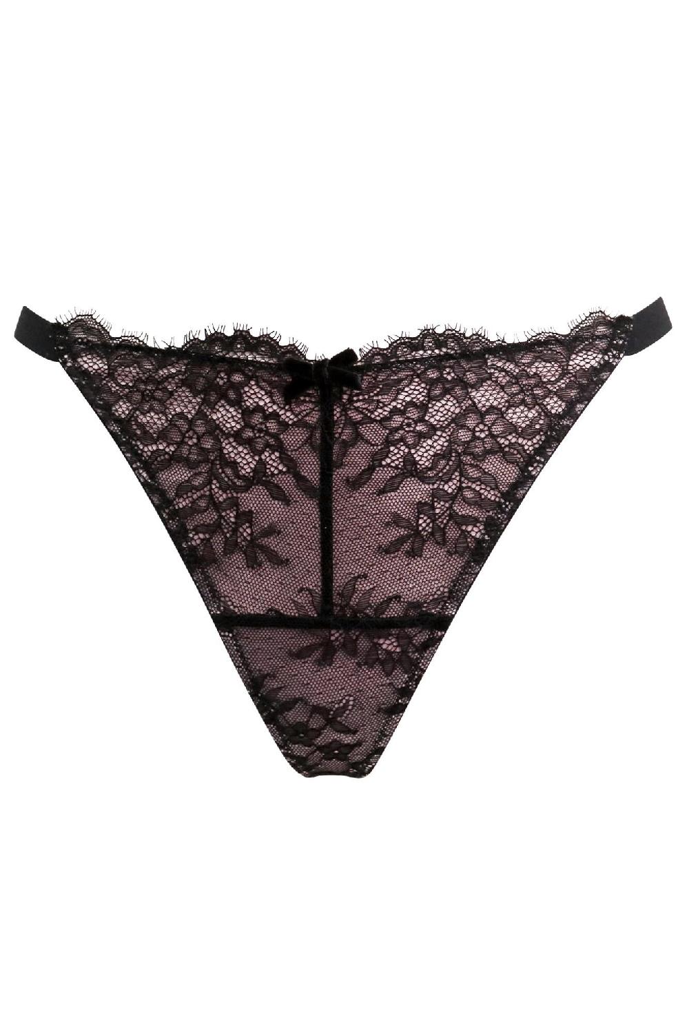 Pour Moi Dark Romance Thong - Black/Pink