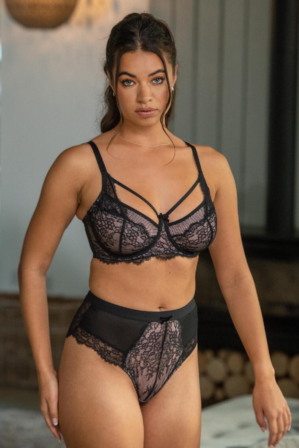 Pour Moi Dark Romance Underwired Bra - Black/Pink