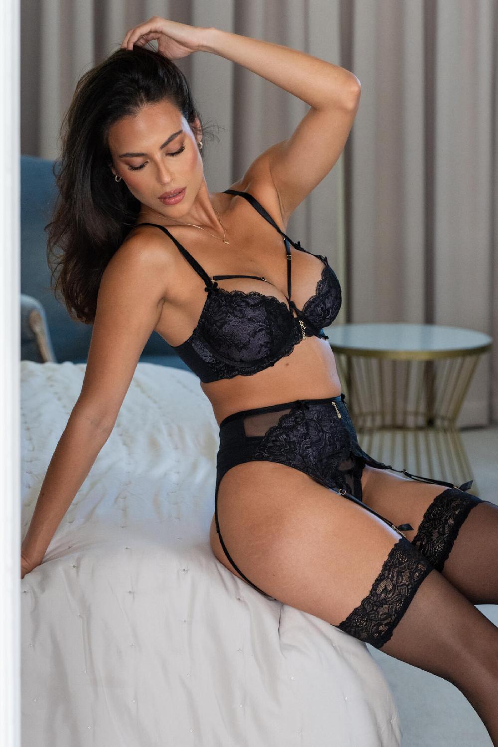 Pour Moi Desire Suspender - Black/Slate