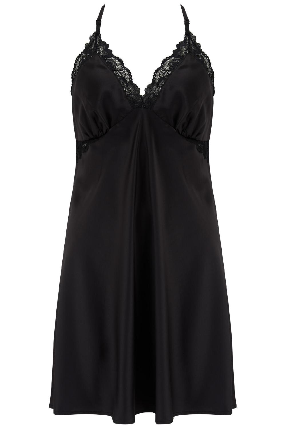 Pour Moi Dusk Satin Lace Chemise - Black