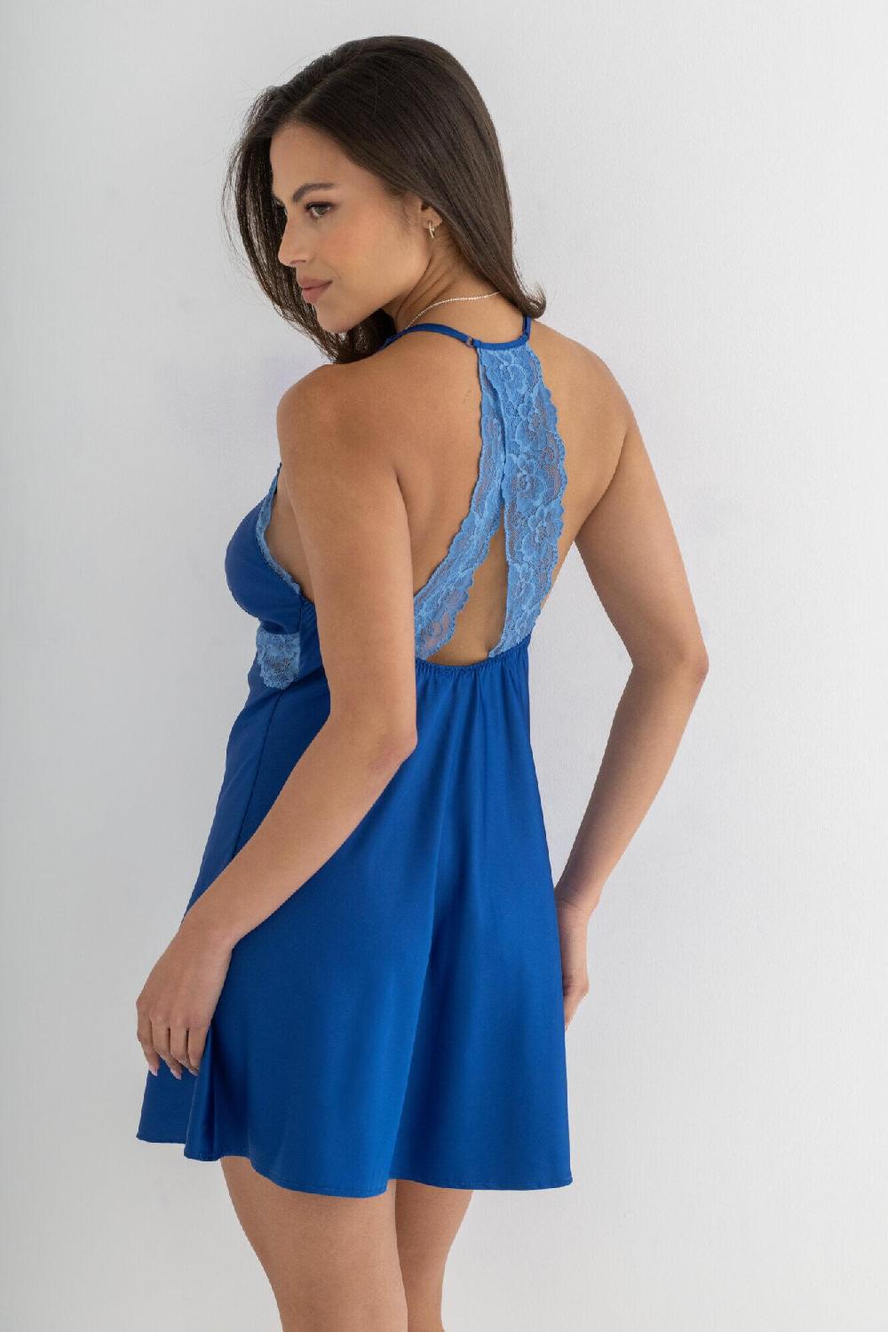 Pour Moi Dusk Satin Lace Chemise - True Blue/Mist