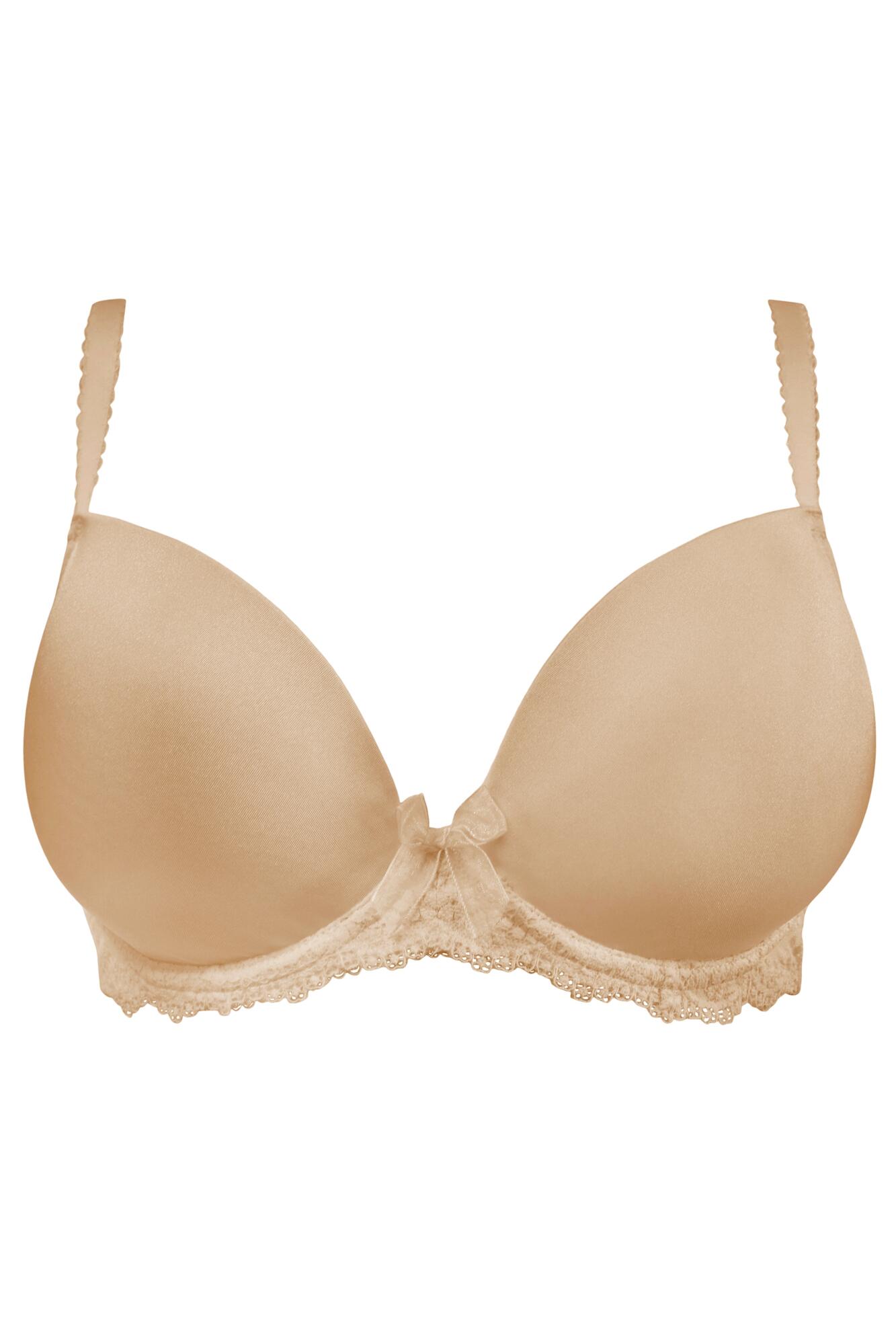 Pour Moi Flora Plunge Push-Up T-Shirt Bra - Sand