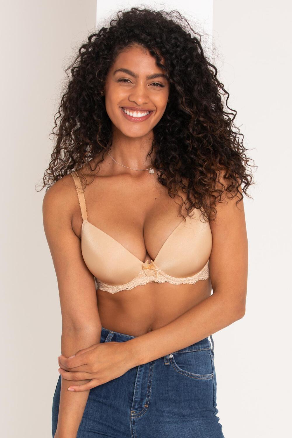 pour moi Flora Plunge Push-Up T-Shirt Bra - Sand