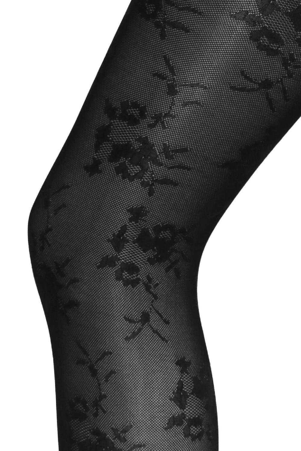 Pour Moi Floral Lace Tights - Black