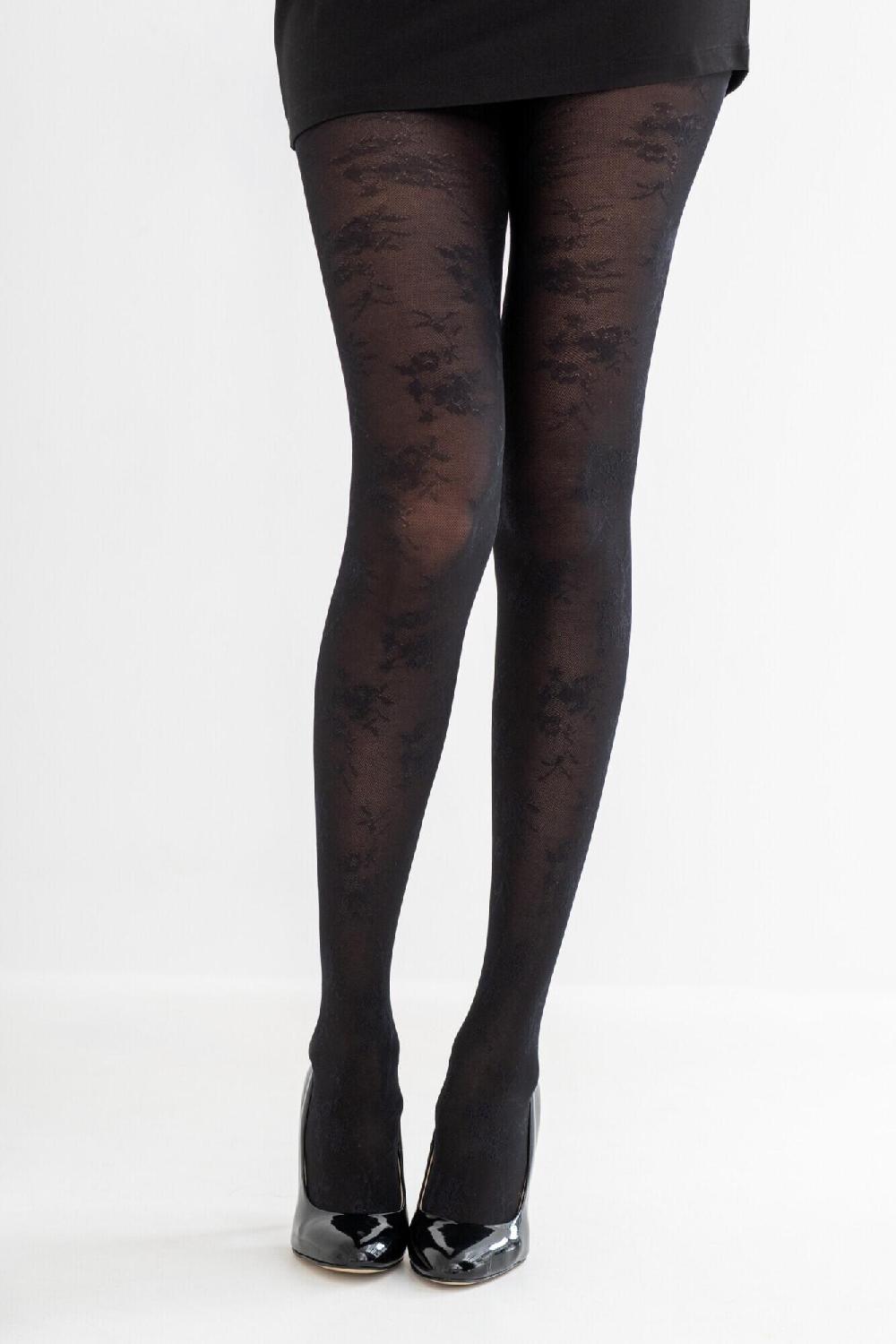 Pour Moi Floral Lace Tights - Black