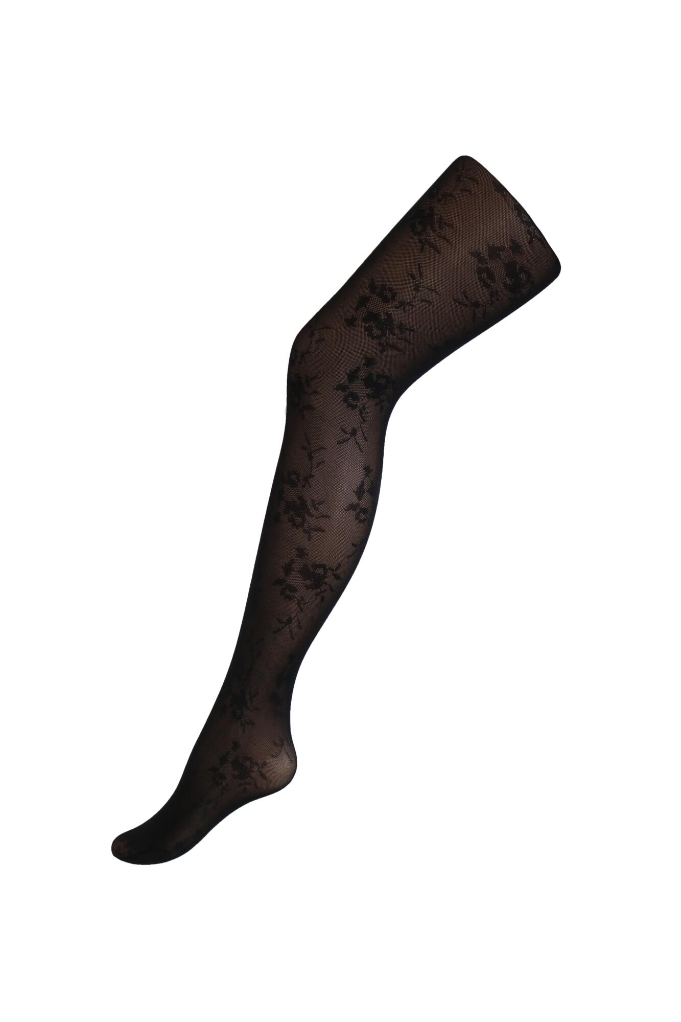 Pour Moi Floral Lace Tights - Black