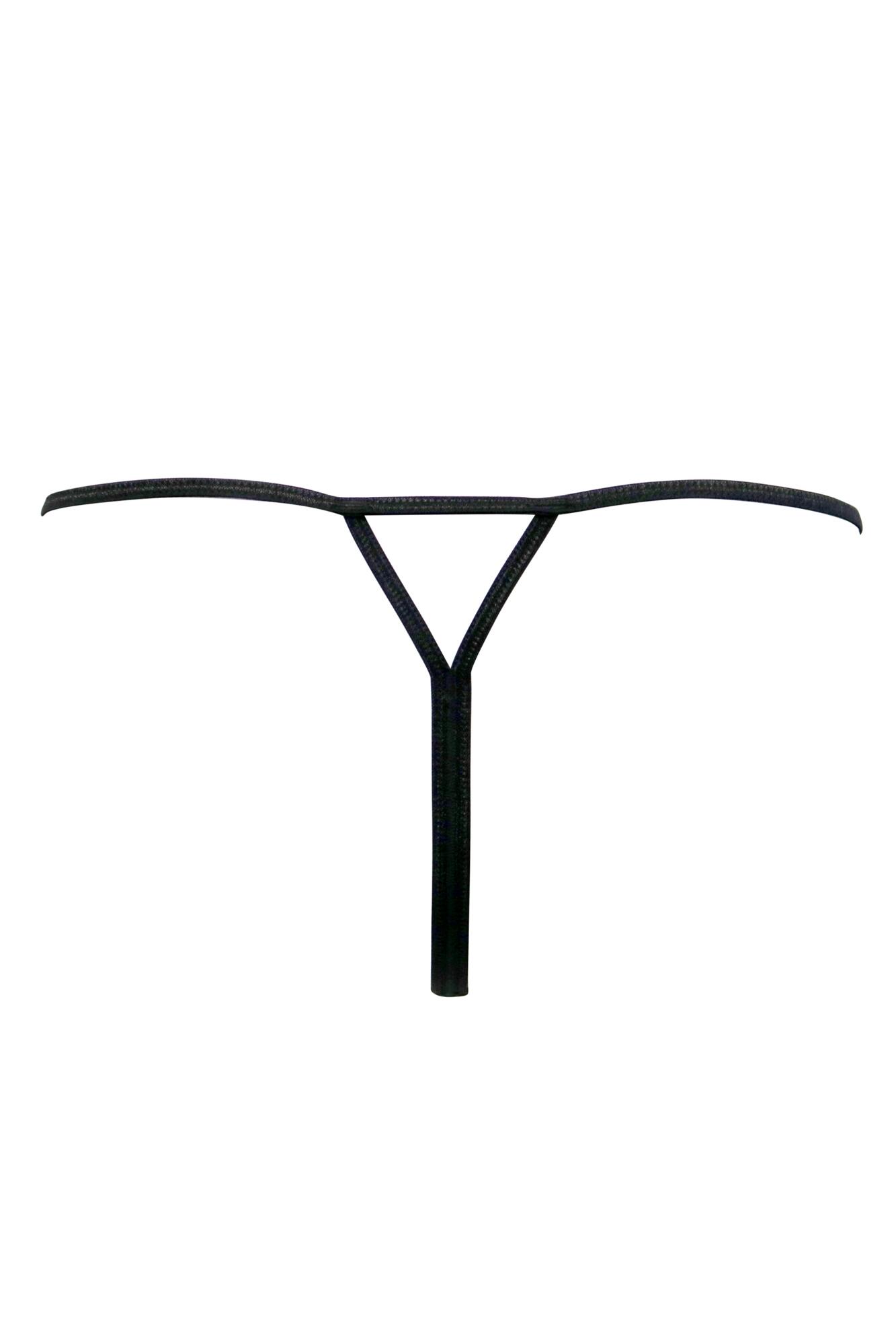 Pour Moi For Your Eyes Only Crotchless Thong - Black