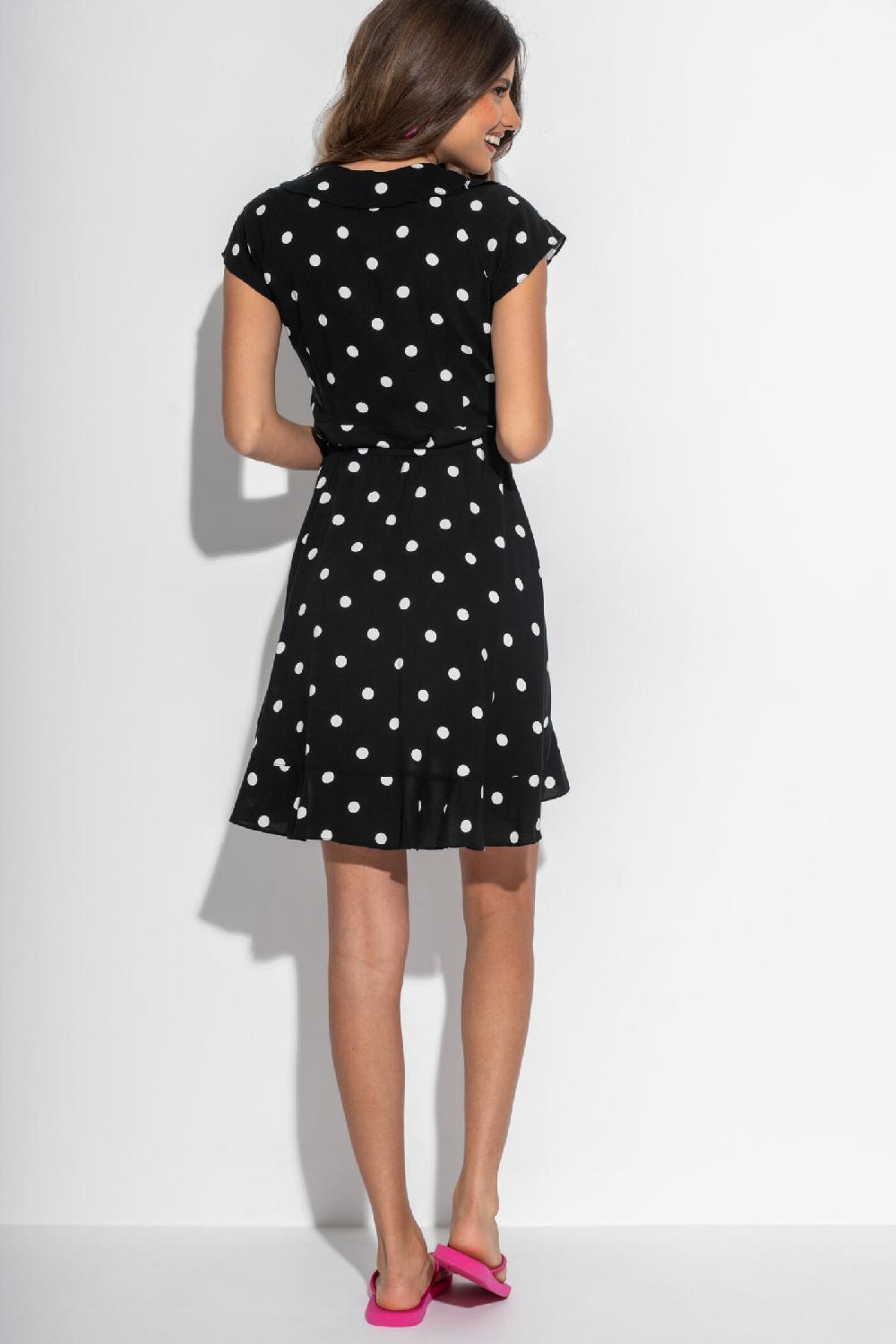 Pour Moi Frill Wrap Beach Dress - Black/White