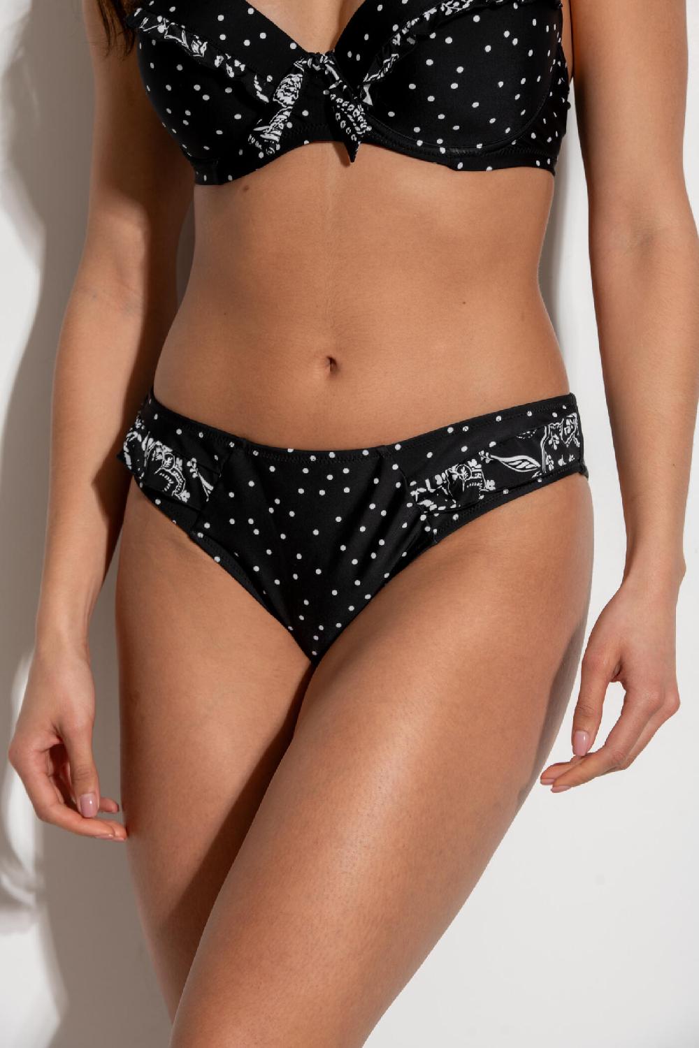 Pour Moi Getaway Frill Bikini Brief - Black/White