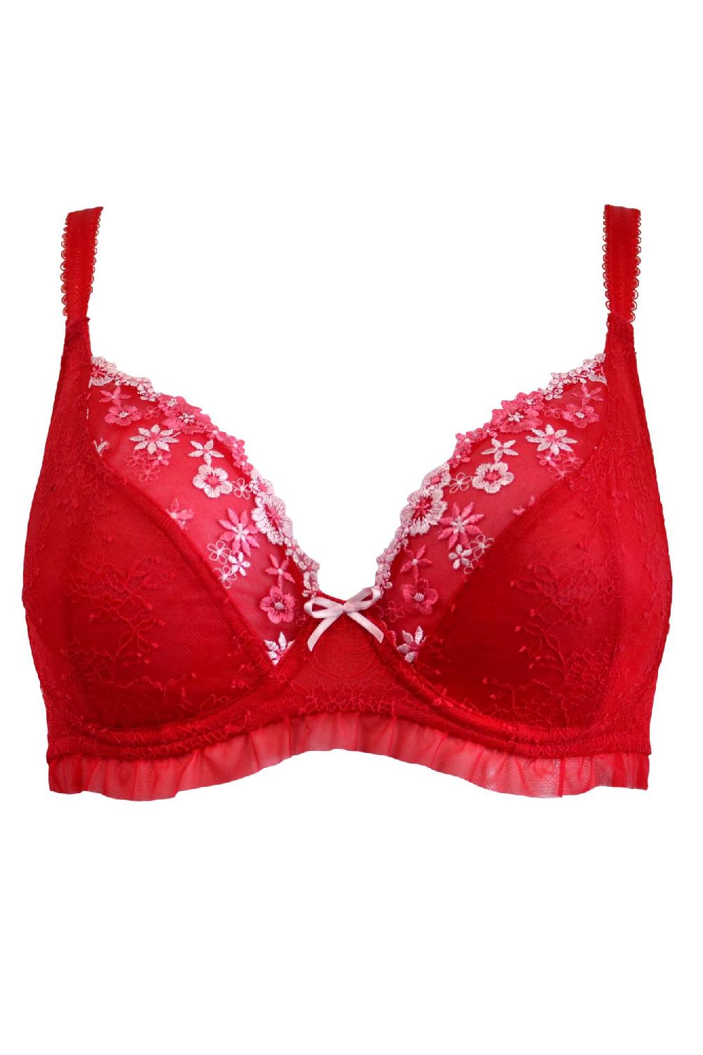 Pour Moi Gigi Plunge Non Padded Bra D-I - Red/Pink