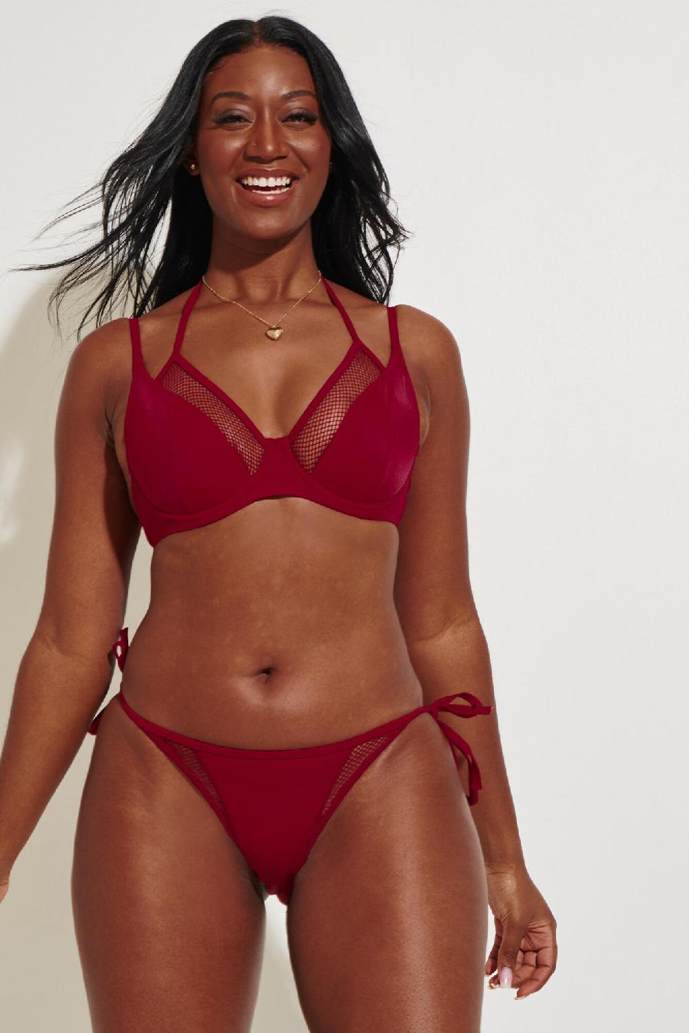 Pour Moi Glamazon High Leg Tie Side Brief - Red