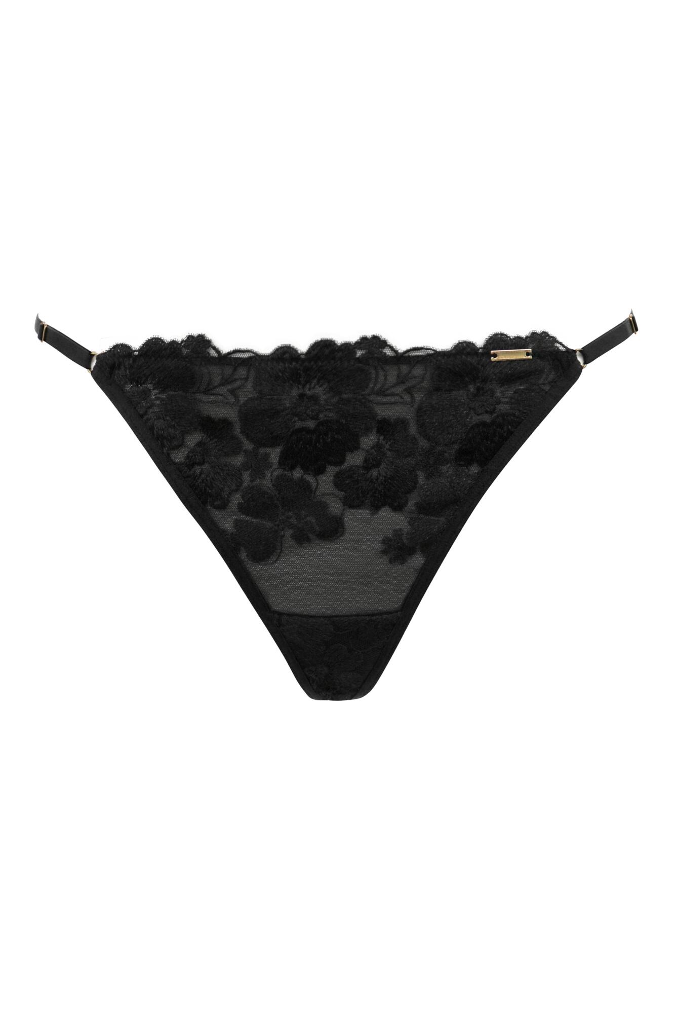 Pour Moi India Bold Embroidery Thong - Black