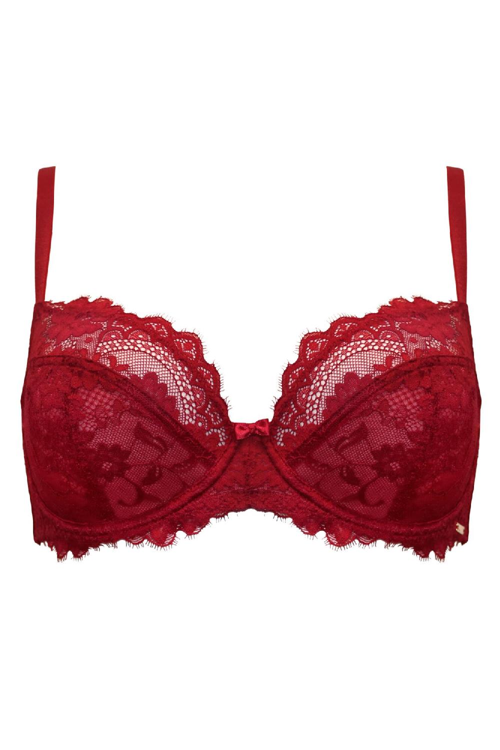 Pour Moi India Eyelash Lace Underwired Bra - Red