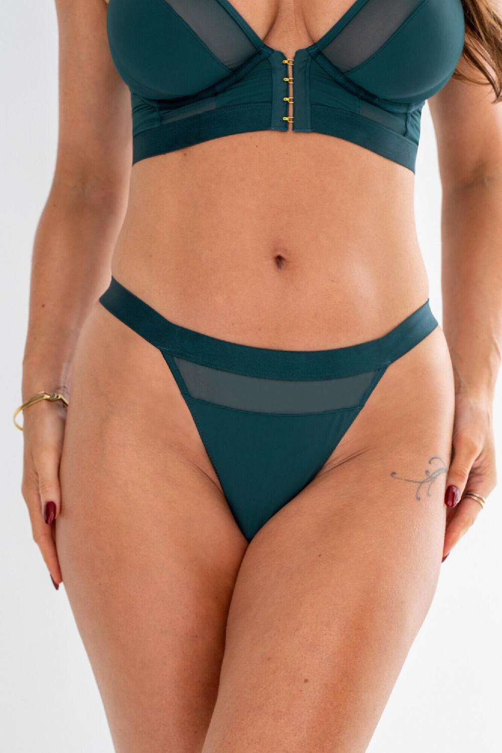 Pour Moi India High-Leg Thong - Forest