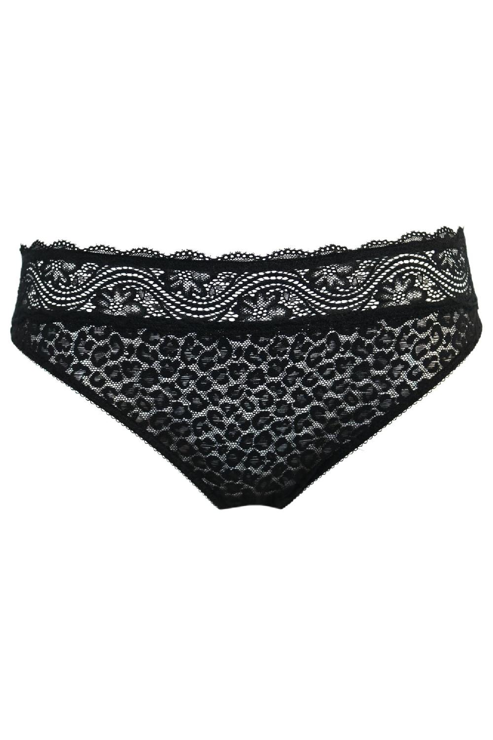Pour Moi Leopard Lace Midi Brief - Black