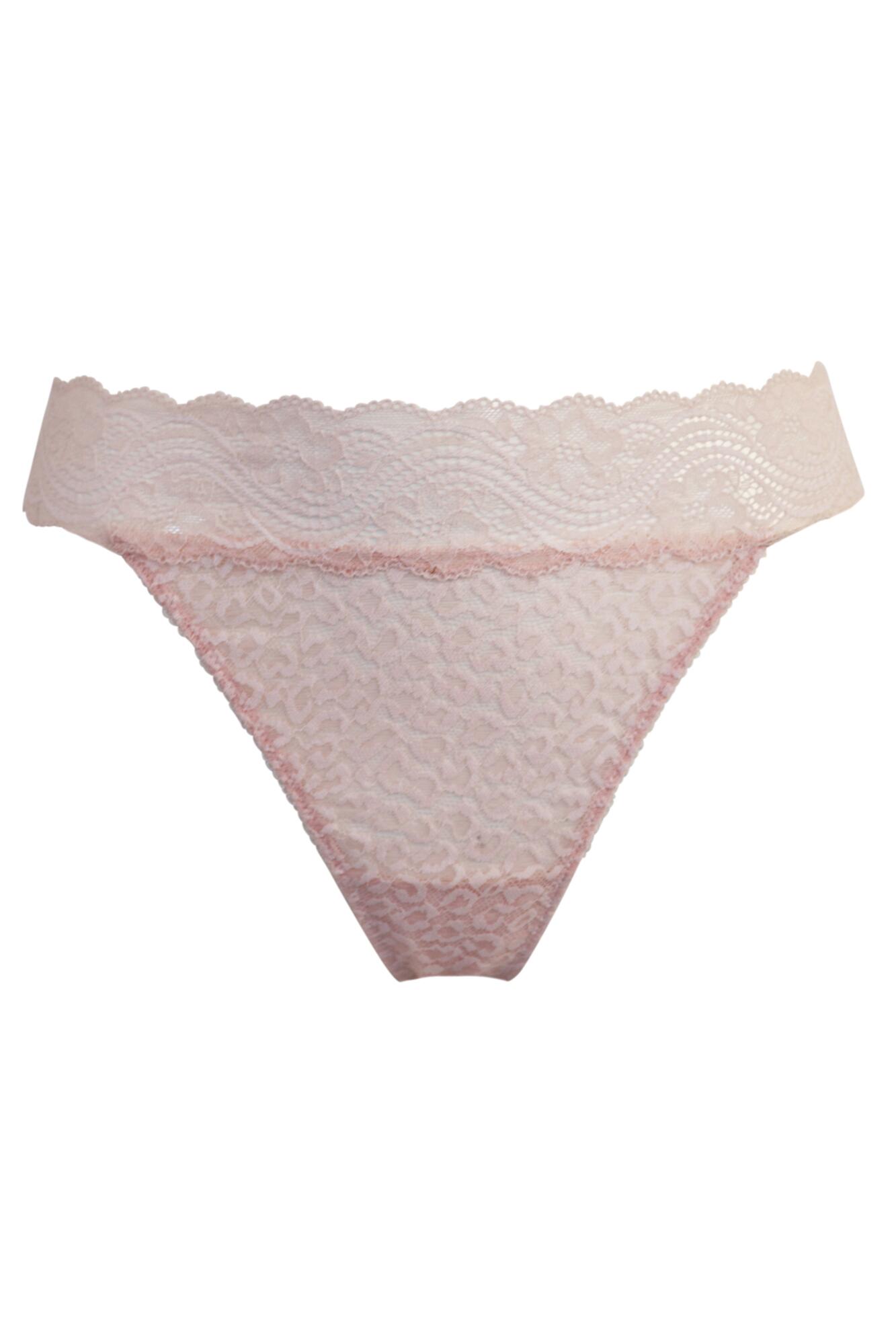 Pour Moi Leopard Lace V Thong - Soft Pink