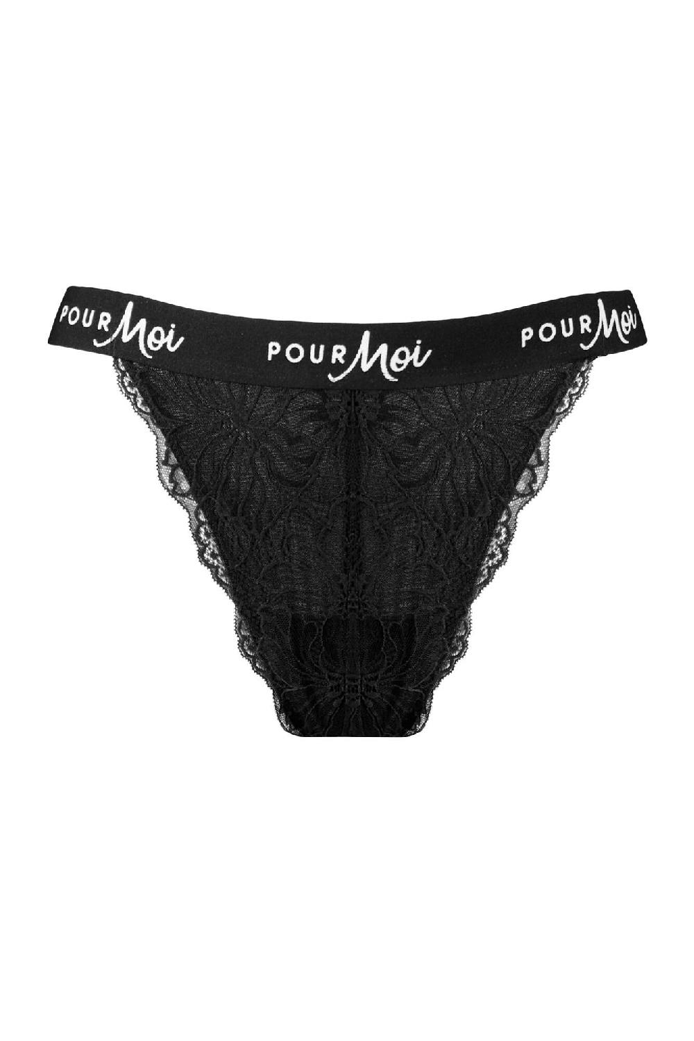 Pour Moi Logo Thong - Black