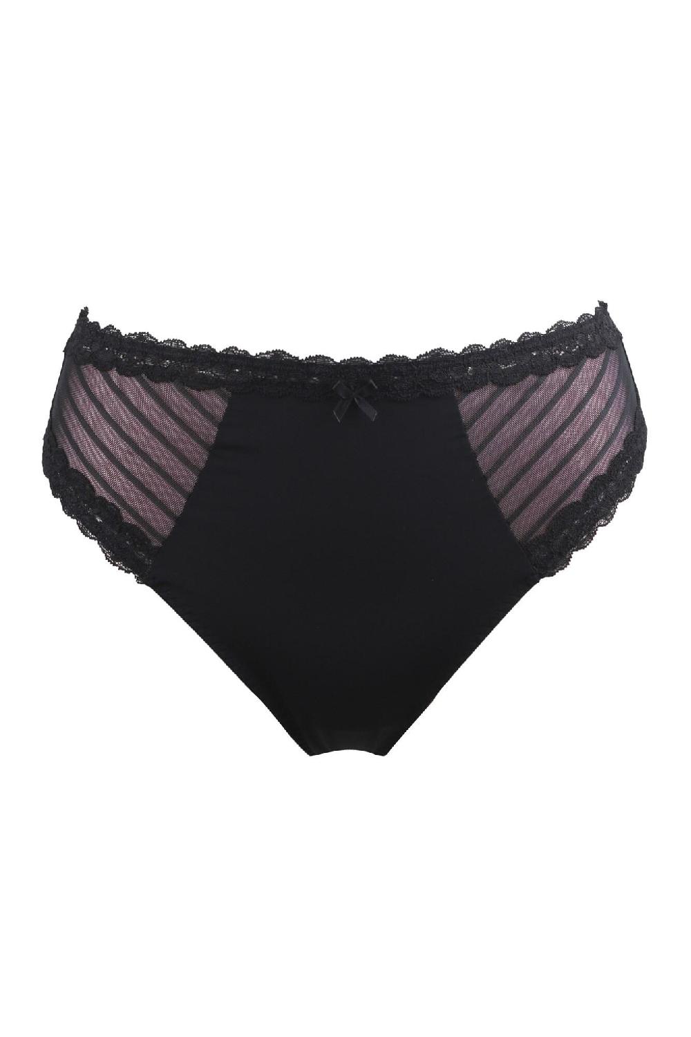 Pour Moi Luxe Linear High Leg Brief - Black/Blush