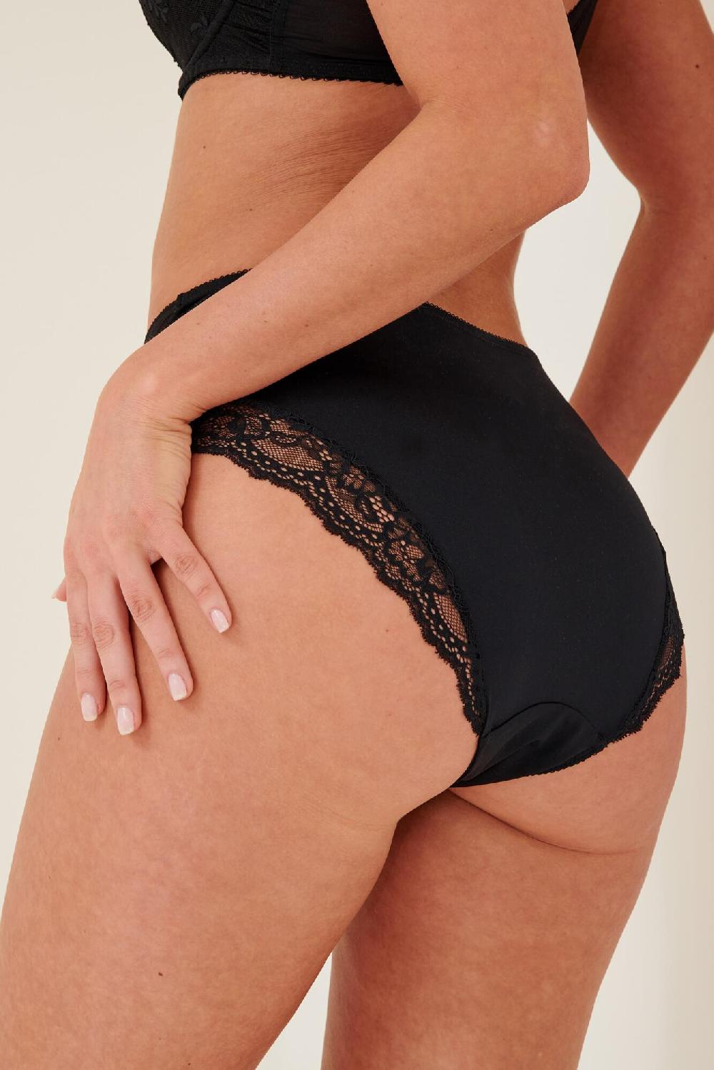 Pour Moi Mesh And Lace Deep Brief - Black