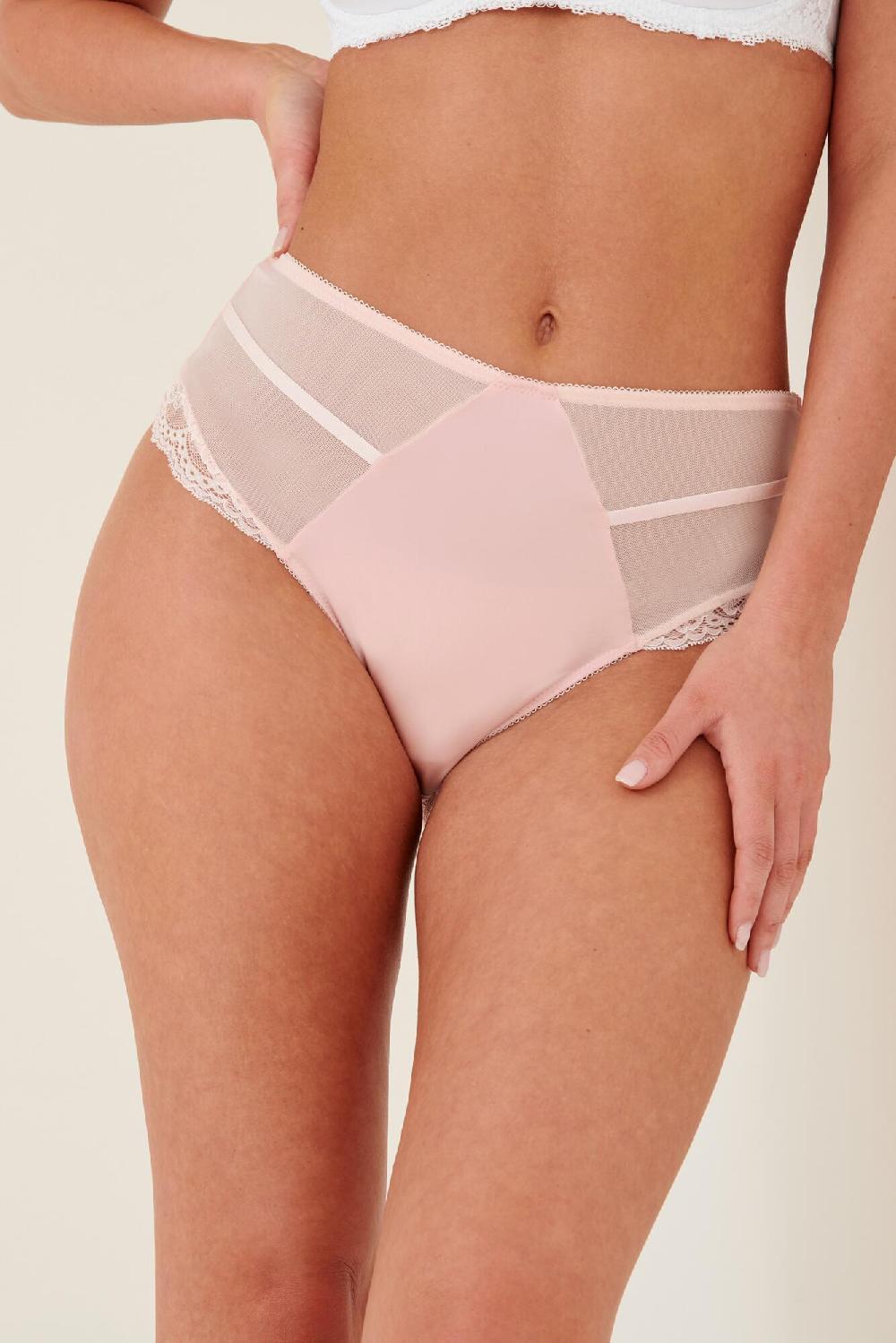 pour moi Mesh and Lace Deep Brief - Soft Pink