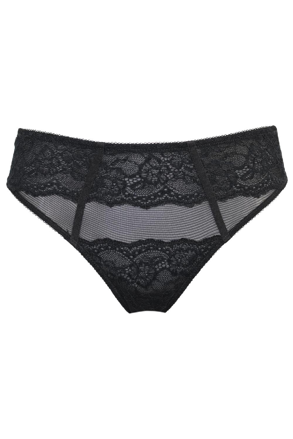 Pour Moi Mesh And Lace High Leg - Black