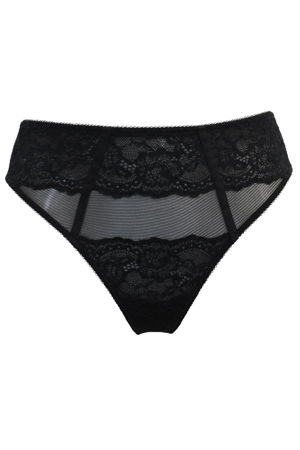 Pour Moi Mesh And Lace Thong - Black