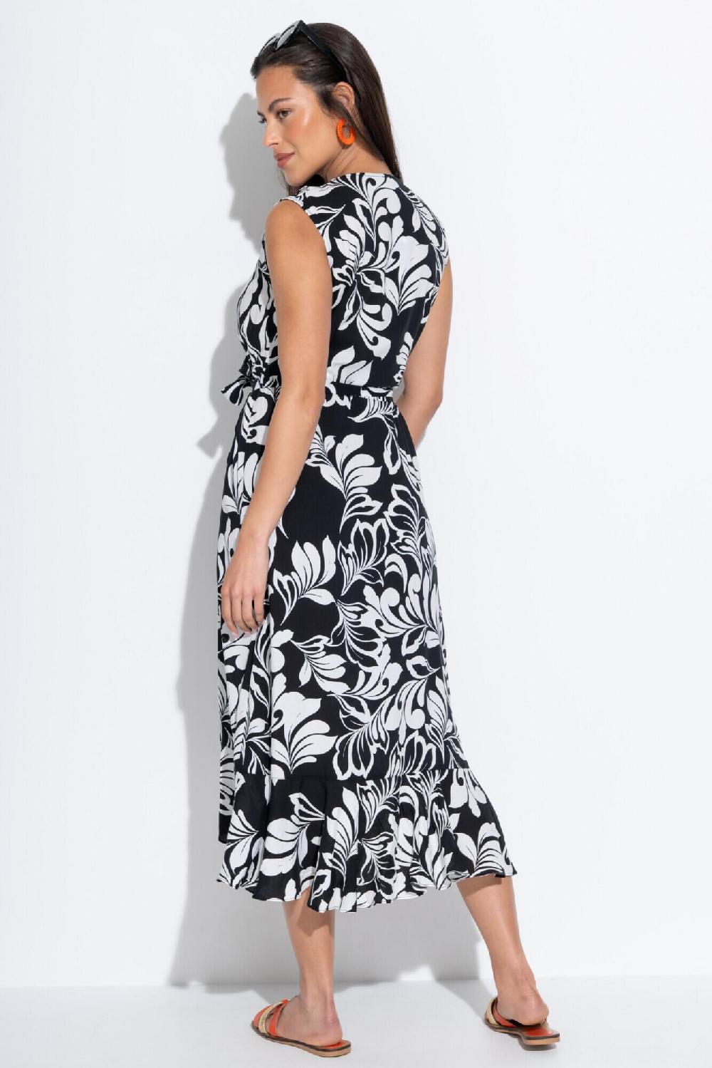 Pour Moi Midaxi Wrap Beach Dress - Black/White