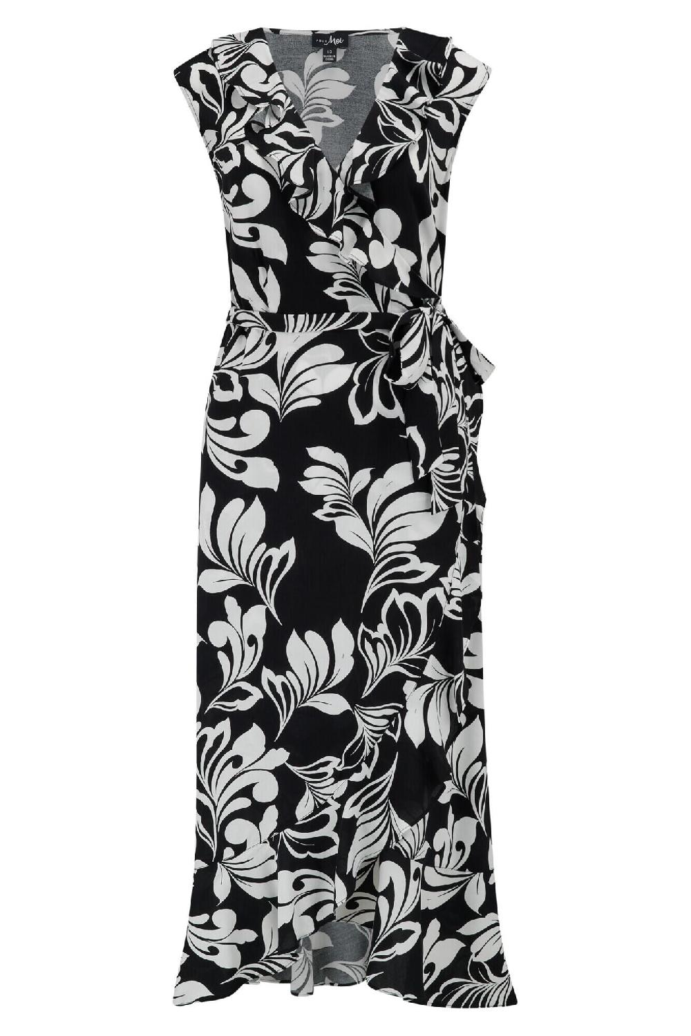 Pour Moi Midaxi Wrap Beach Dress - Black/White